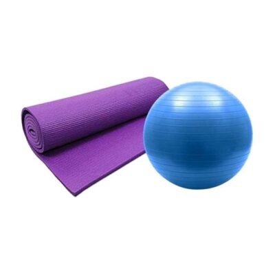 Combo Pack of Gym Ball and Yoga Mat - Blue and Purple